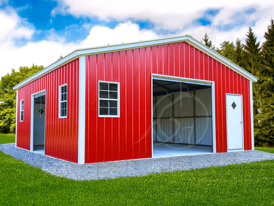 24x25x9-Metal-Garage-Red